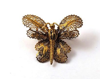 Butterfly Pin in Gilded Coin Silver, 1960&#39;s