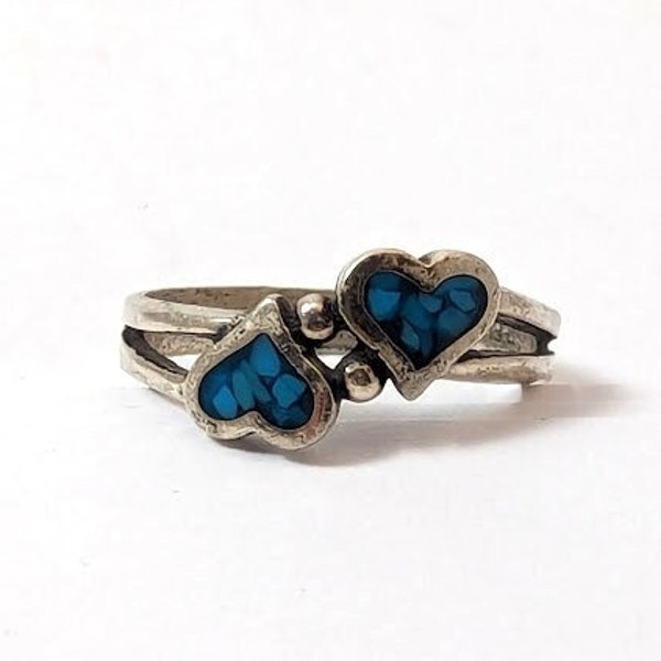 Vintage Sterling Silver Ring with Inlaid Turquoise, Vintage Jewelry