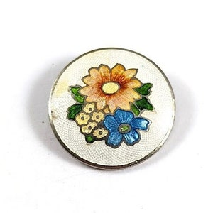 Vintage Enamel Flower Brooch, Vintage Jewelry