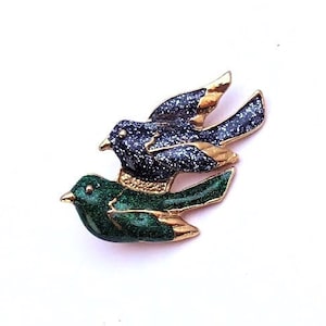 Spilla vintage con uccellini innamorati, gioielli vintage