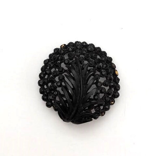 Vintage Karu Flower Brooch in Midnight Black, Vintage Jewelry