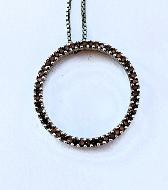 Vintage Sterling Silver Red Circle Necklace, Vint… - image 4