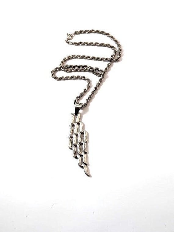 Vintage Modernist MCM Necklace in Sterling Silver… - image 1