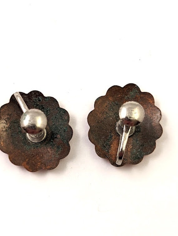 Vintage Copper Screw Back Earrings - image 3