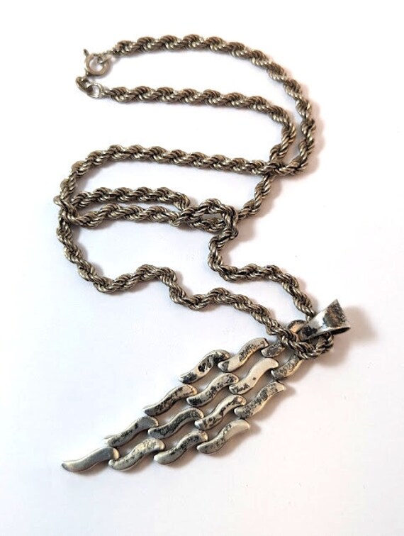 Vintage Modernist MCM Necklace in Sterling Silver… - image 4