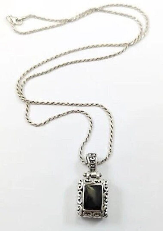 Vintage Onyx Pendant in Sterling Silver, 1980's