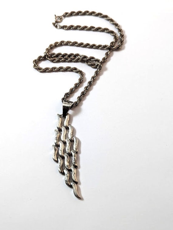 Vintage Modernist MCM Necklace in Sterling Silver… - image 3