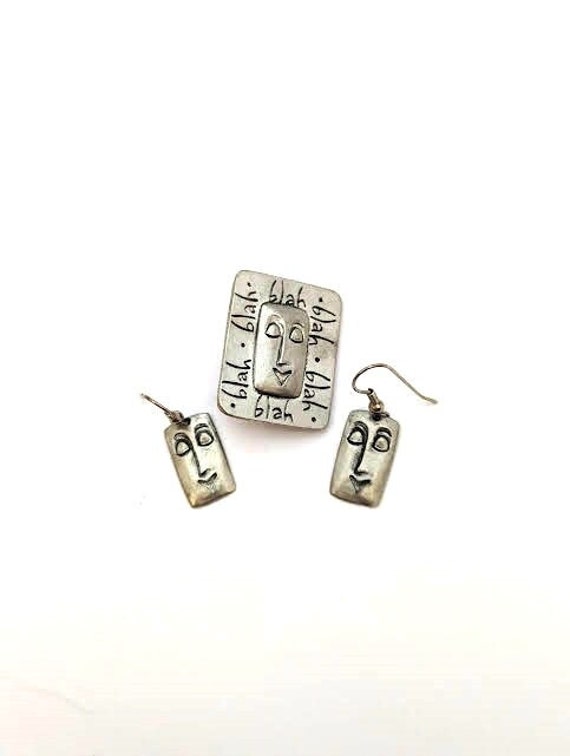 Vintage Square Face Jewelry Set, Vintage Jewelry - image 1
