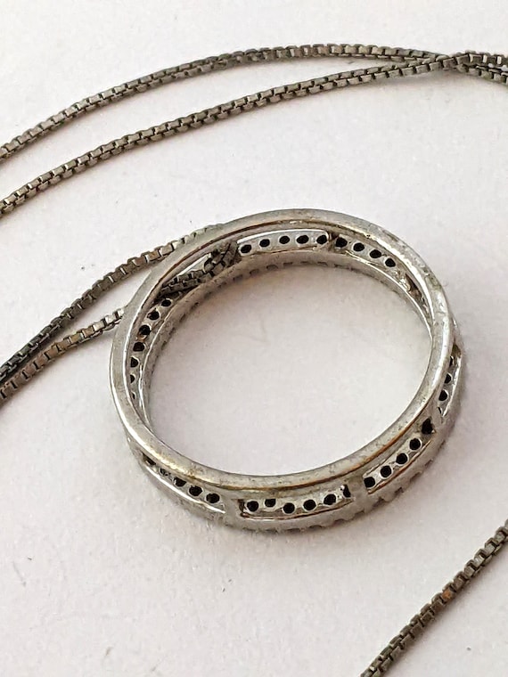 Vintage Sterling Silver Red Circle Necklace, Vint… - image 5