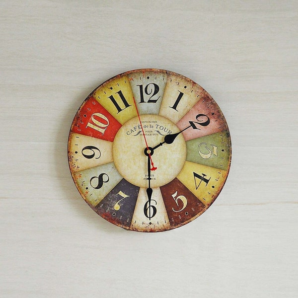 Large Colorful Wall Clock Kitchen Office Retro Timepiece | Living Room Wall Clock Colourful | Wall Clock Home Decor | Large Wall Clock