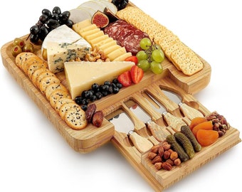 Premium Bamboo Cheese Board Set| Eco-Friendly Charcuterie Serving Tray, Sustainable Entertaining, Stylish Hostess Gifts