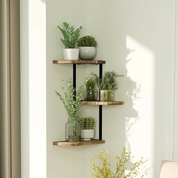 Rustic Wooden Floating Shelves | 3 Solid Wall Shelf | 3 Tier Shelves | Floating Shelf Décor | Wall Shelves For Living Room | Kitchen Shelves
