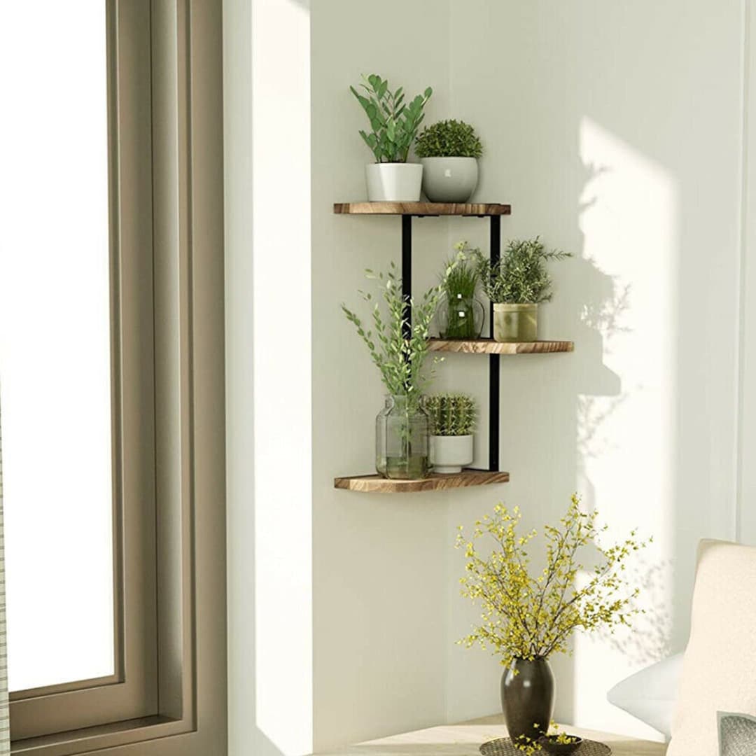 Rustic farmhouse 3 tier sales floating wood shelf