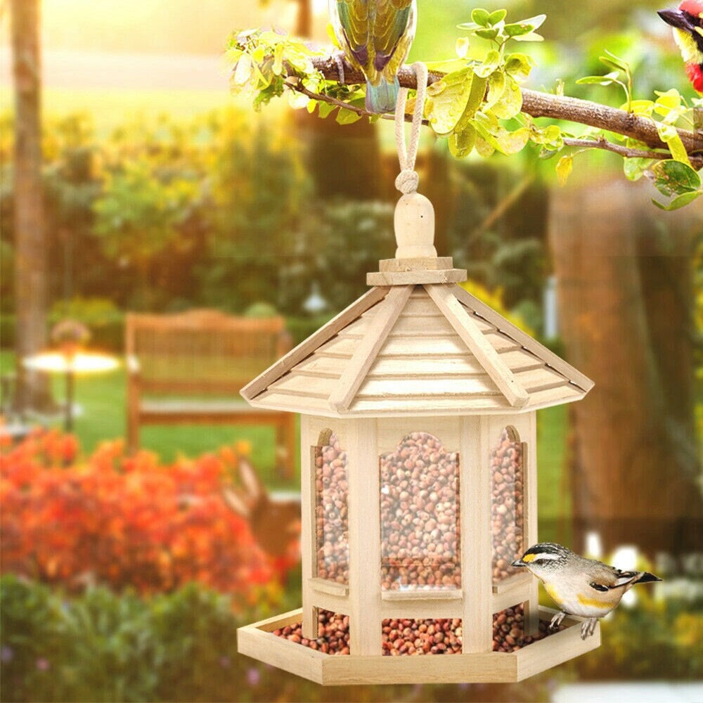 Hanging Bird Feeders for Outdoor Wooden Bird House Wooden Handmade