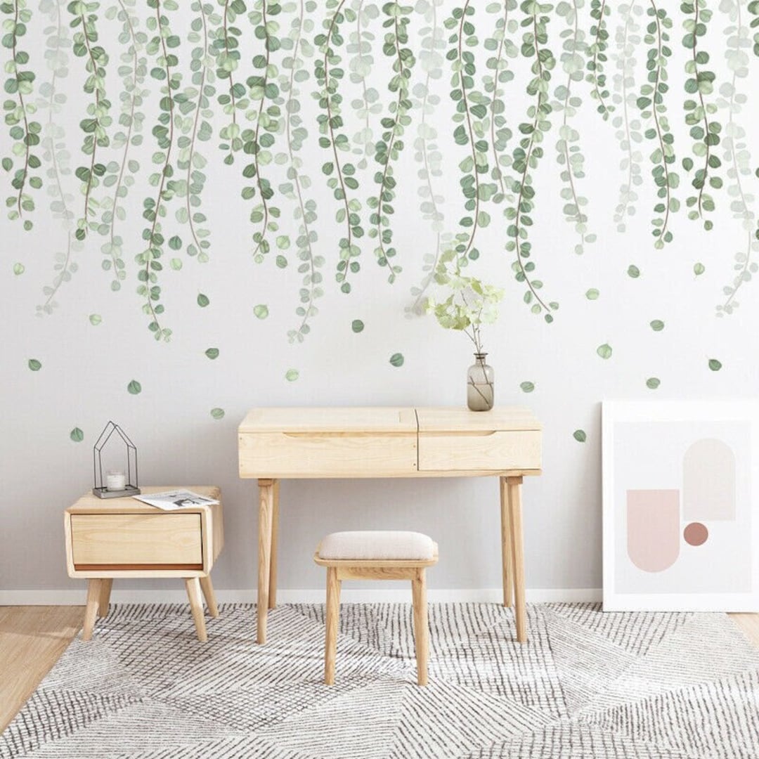 Removable Wall Stickers Nursery Green Foliage Leaves Hanging Vines Wall