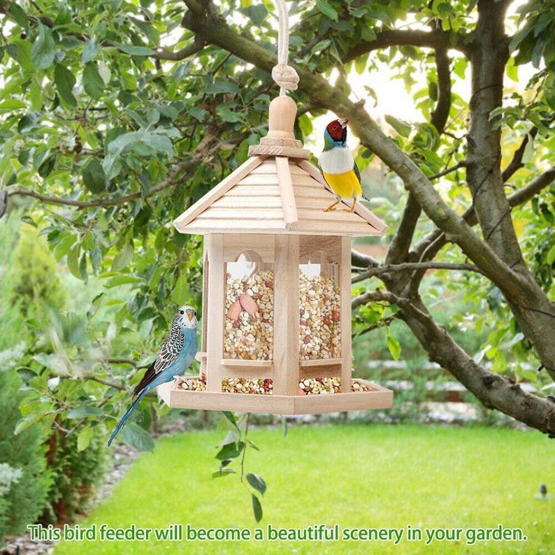 Bird Feeder Wooden Hanging Handmade | Wooden Bird Feeder For Bird Lovers | Gazebo Bird Feeder | Bird House | Small Outdoor Bird Feeder