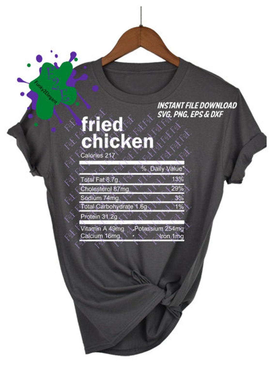 Fried Chicken Nutrition Facts SVG, PNG, EPS, Dxf Etsy