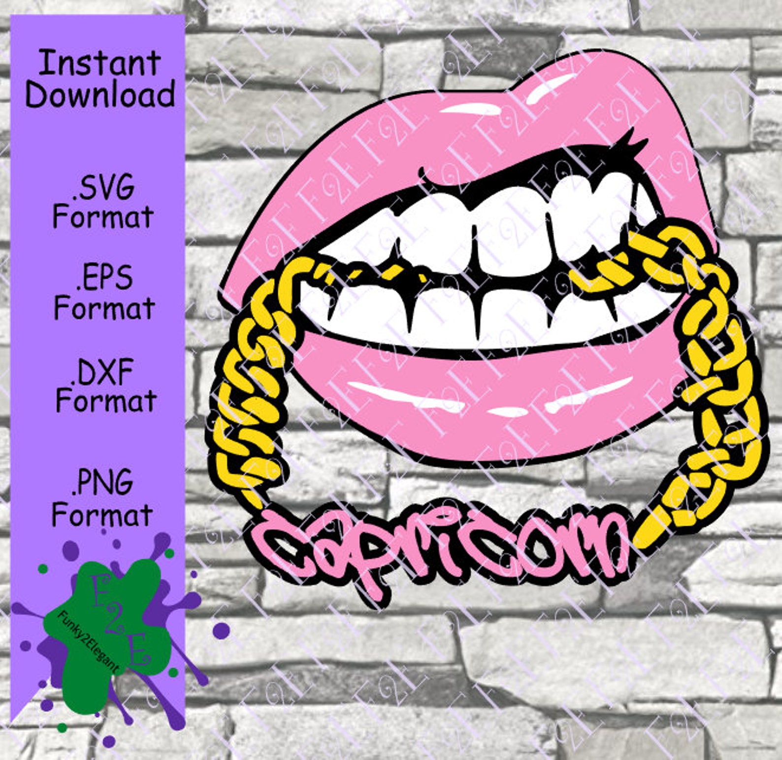 Zodiac Capricorn Lips With Chain SVG, PNG, EPS, Dxf - Etsy