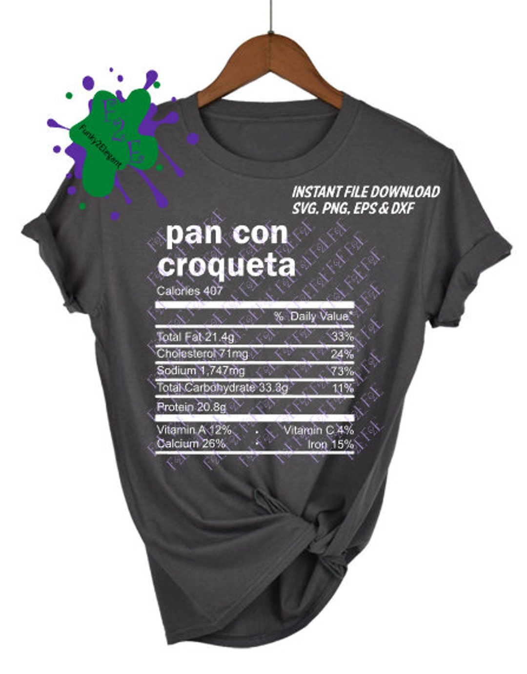 Pan Con Croqueta Nutrition Facts SVG, PNG, EPS, Dxf Etsy