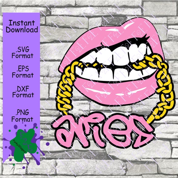 Zodiac Aries Lips With Chain SVG PNG EPS Dxf - Etsy