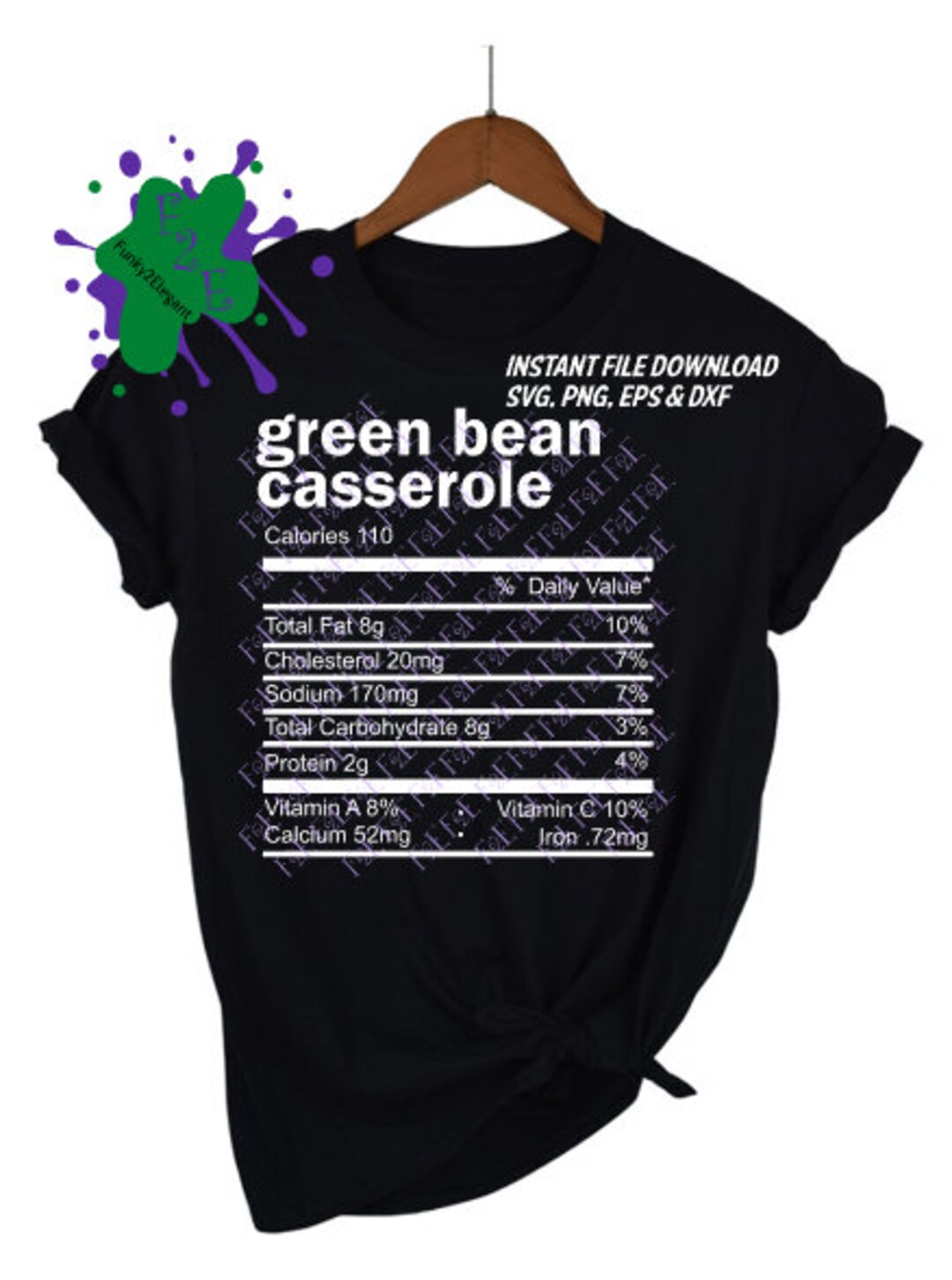 Green Bean Casserole Nutrition Facts SVG, PNG, EPS, Dxf Etsy