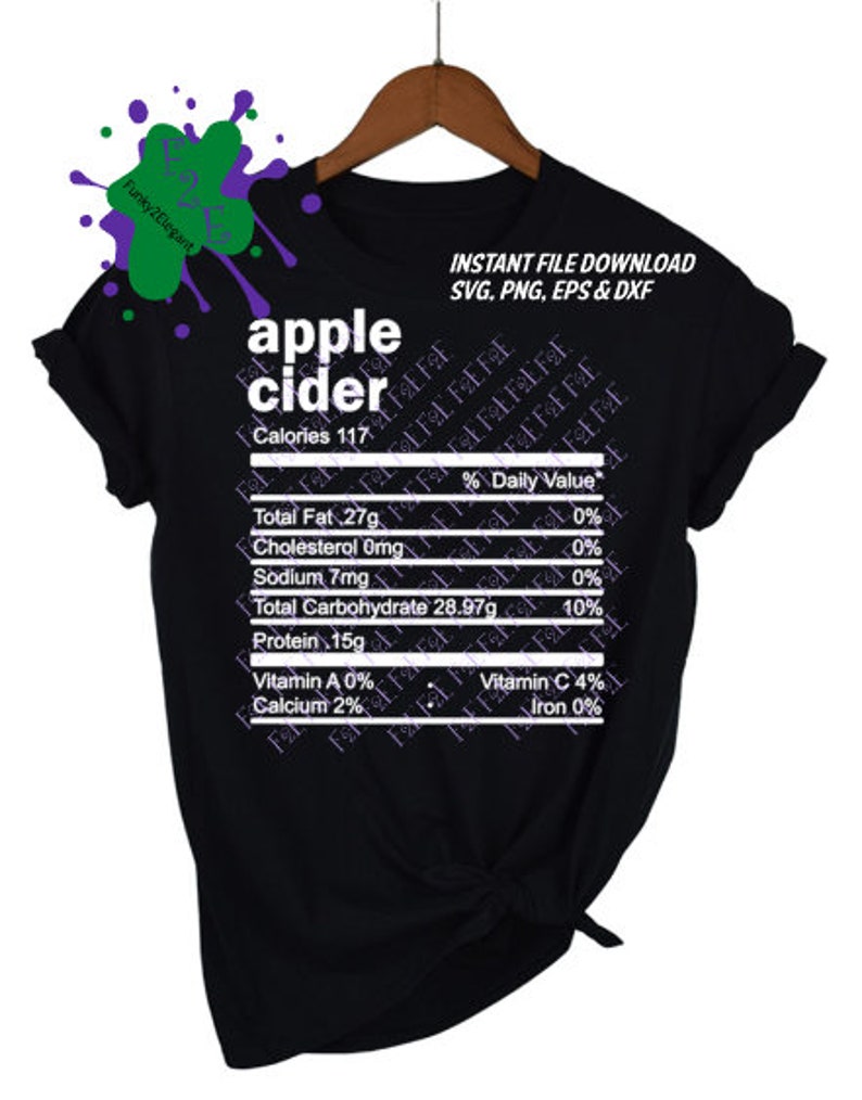 Apple Cider Nutrition Facts SVG, PNG, EPS, Dxf Etsy