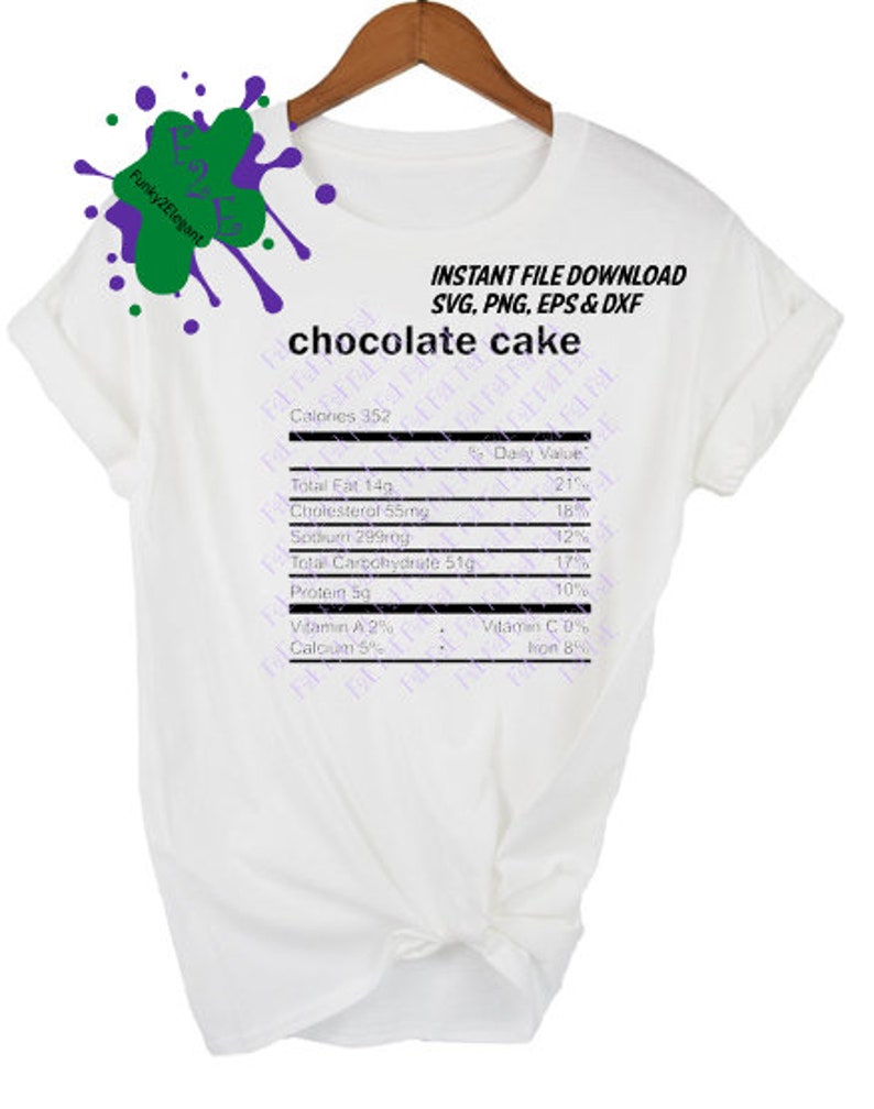 Chocolate Cake Nutrition Facts SVG, PNG, EPS, Dxf Etsy