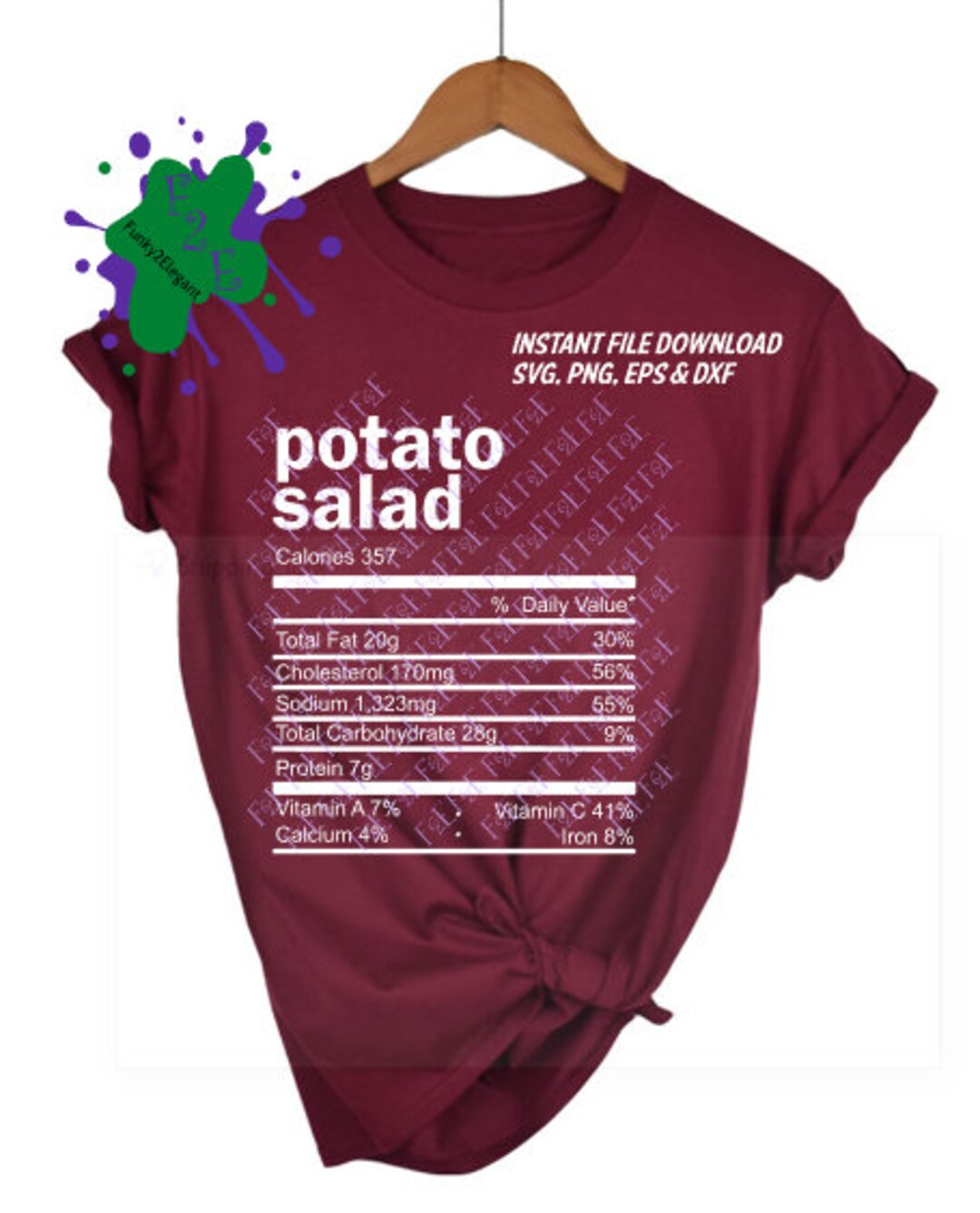 Potato Salad Nutrition Facts SVG, PNG, EPS, Dxf Etsy