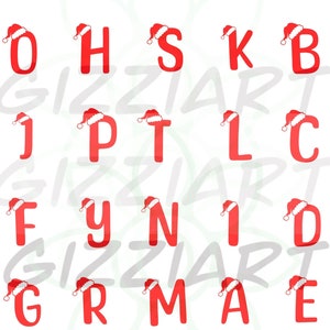 SVG png jpg bestanden knippen kerstmuts letters om kerstcadeaus te personaliseren vinyl htv advertentie naam notitieboekje mok cricut afdrukken