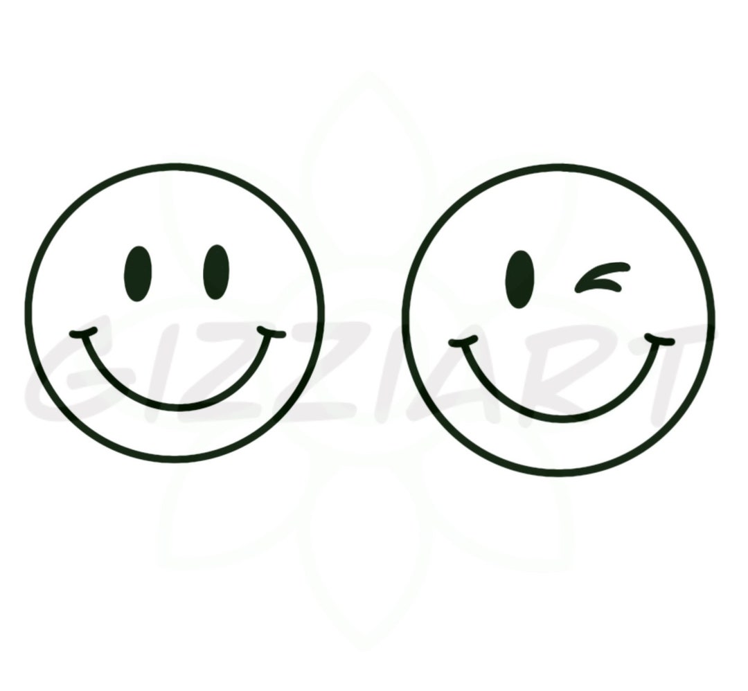Smile Happy Wink Face Jpg Png Svg Cut Files Digital Download Print ...