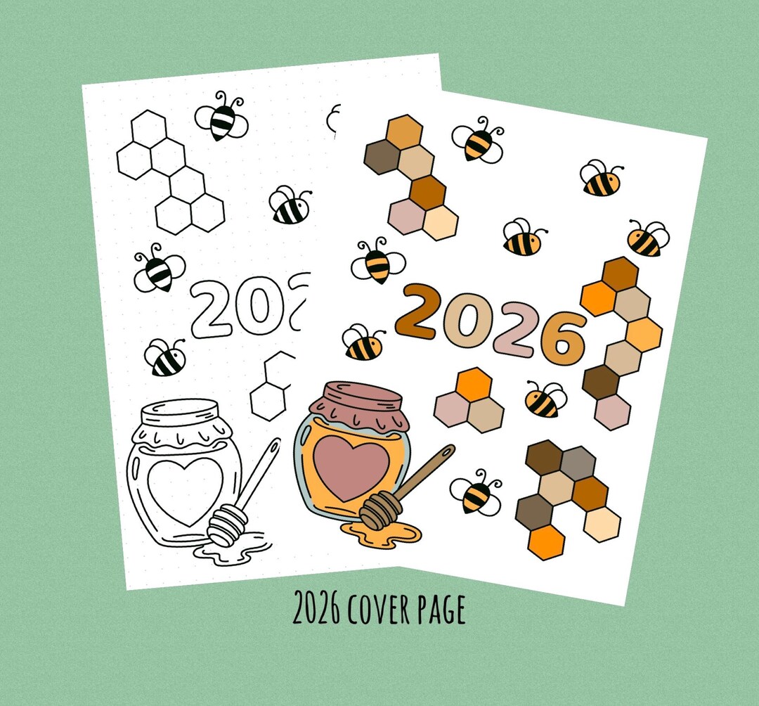 2026 Journal Planner Cover Page Spring Honey Bees Printable PDF Bullet ...
