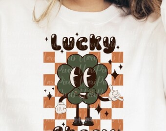 Saint-Patrick PNG pour sublimation trèfle à quatre feuilles png Enfants mignons Saint-Patrick design rétro png pour t-shirts Libbey Glass png uv dtf