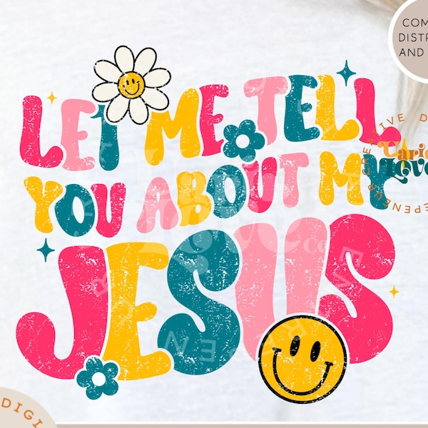 Lasciami raccontarti del mio Gesù SVG PNG Trendy Christian Design Jesus Love Retro Kids Shirt Design Bible Verse png Country western religious