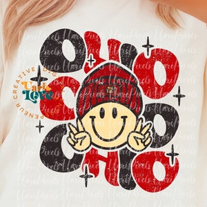Retro Groovy Ohio SVG PNG, Cute Football uv dtf transfer shirt file, State of Ohio Design, sublimation retro College Game Day svg png design