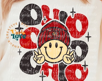 Retro Groovy Ohio SVG PNG, Cute Football uv dtf transfer shirt file, State of Ohio Design, sublimation retro College Game Day svg png design