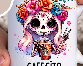 Grappige Latina png La Chismosa png Grappige Mexicaanse chisme glazen pot Sublimatie Spaans skelet Chola Catrina Skull T-shirt Latina uvdtf, png