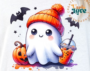Cute ghost png Halloween png coffee png bougie png bougie ghost Halloween T shirt design png Trending png UVDTF png design Mug gift transfer