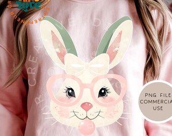 Glitter Easter Bunny Coquette PNG Happy Easter png Easter Brushstroke png Girls Easter Png Bunny Ears Bunny Bow Png Sublimation uv dtf png