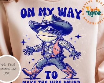 En camino a crear el ambiente extraño PNG Humor adulto PNG Rana divertida PNG Sublimación sarcástica Retro Divertido PNG Pegatina Bolsa de mano Diseño occidental