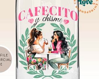 Cafecito y chisme PNG Spanish PNG Hispanic PNG Social Club png Latina Coffee Mama png Trendy png, Funny T Shirt Design Sublimation dtf png