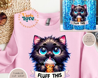 Allt är bra PNG nyckfull udda katt Clipart 20 oz skinny Tumbler rolig katt sublimeringsdesign stressad svart katt DTF överföring