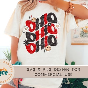 Groovy Ohio SVG PNG, Cute Football Shirt File Ohio Shirt PNG, State of Ohio design sublimation Game Day, retro  svg, college svg