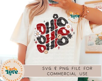 Groovy Ohio SVG PNG | Niedliche Fußball-Shirt-Datei | Ohio T-Shirt PNG | Ohio Design für Sublimation | Spieltag Sublimation |