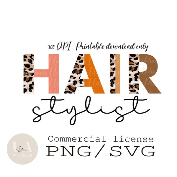 Hair Stylist Half Leopard Boho SVG & PNG | Hair Stylist Design | Hairdresser SVG | Hir Stylist T-Shirt File | Hair Stylist Printable