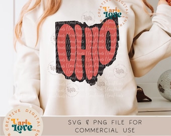 Groovy Ohio SVG PNG, Cute Football Shirt File Ohio Shirt PNG, State of Ohio design sublimation Game Day, retro  svg, college svg