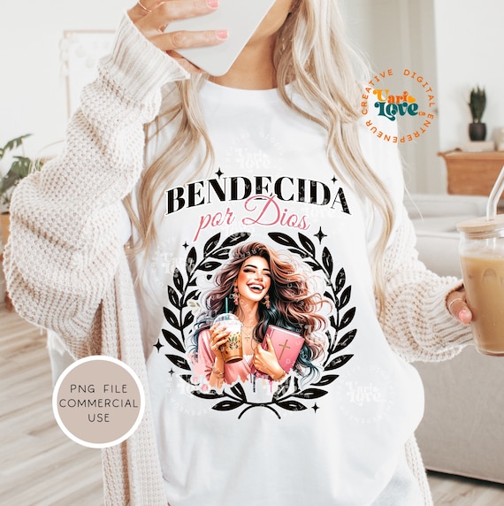 Bendecida png spanish sublimation UV DTF png design faith Based christian quote png spanish designs for shirt sublimation cristiana png