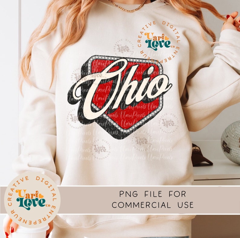 Ohio State Rhinestone Transfer Retro Groovy Ohio SVG PNG, Cute Football Uv Dtf Transfer Shirt File ...