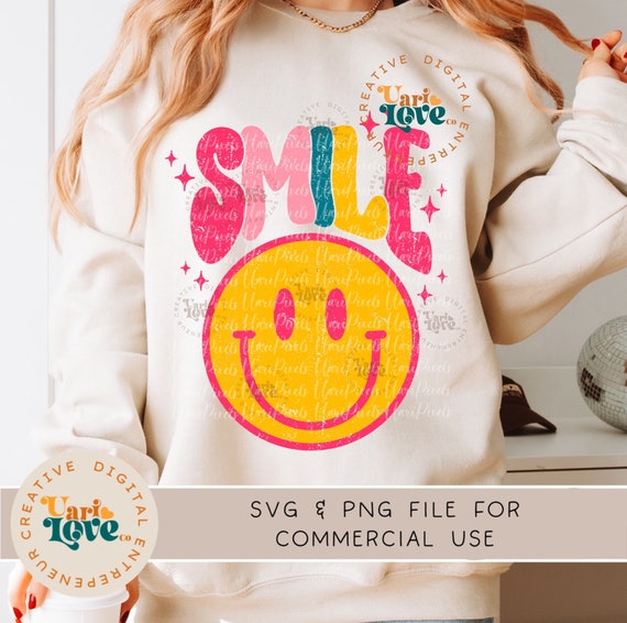 Retro Smile face SVG PNG Sublimation Trendy Hoodie Front Back Design Distressed Pink smile Face Shirt Aesthetic Pink happy face png