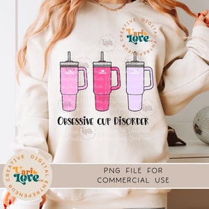 OCD Obsessive Cup Disorder Travel Mug PNG DTF Tumbler Wrap Stanley Cup Custom Design, Sublimationstransfer-T-Shirt-Datei, Leopard Tumbler png