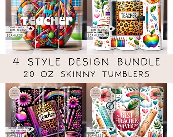 Teacher Tumbler Wrap Seamless Bundle PNG Add Name Teacher Back To School Sublimation 20oz Skinny Tumbler Teacher Appreciation Design PNG